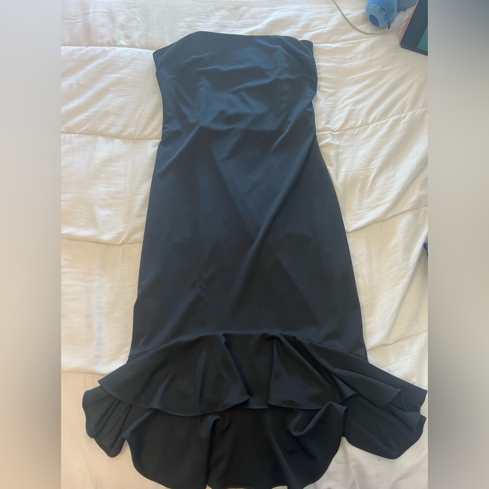 Jessica McClintock Black Strapless Dress with Ruffle Hem